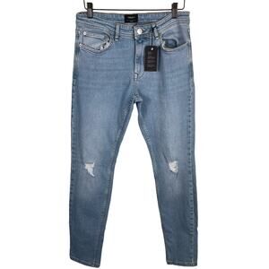 Forever 21 Jeans Men Size 32 Mid Rise Narrow Hip Slim Leg Light Denim